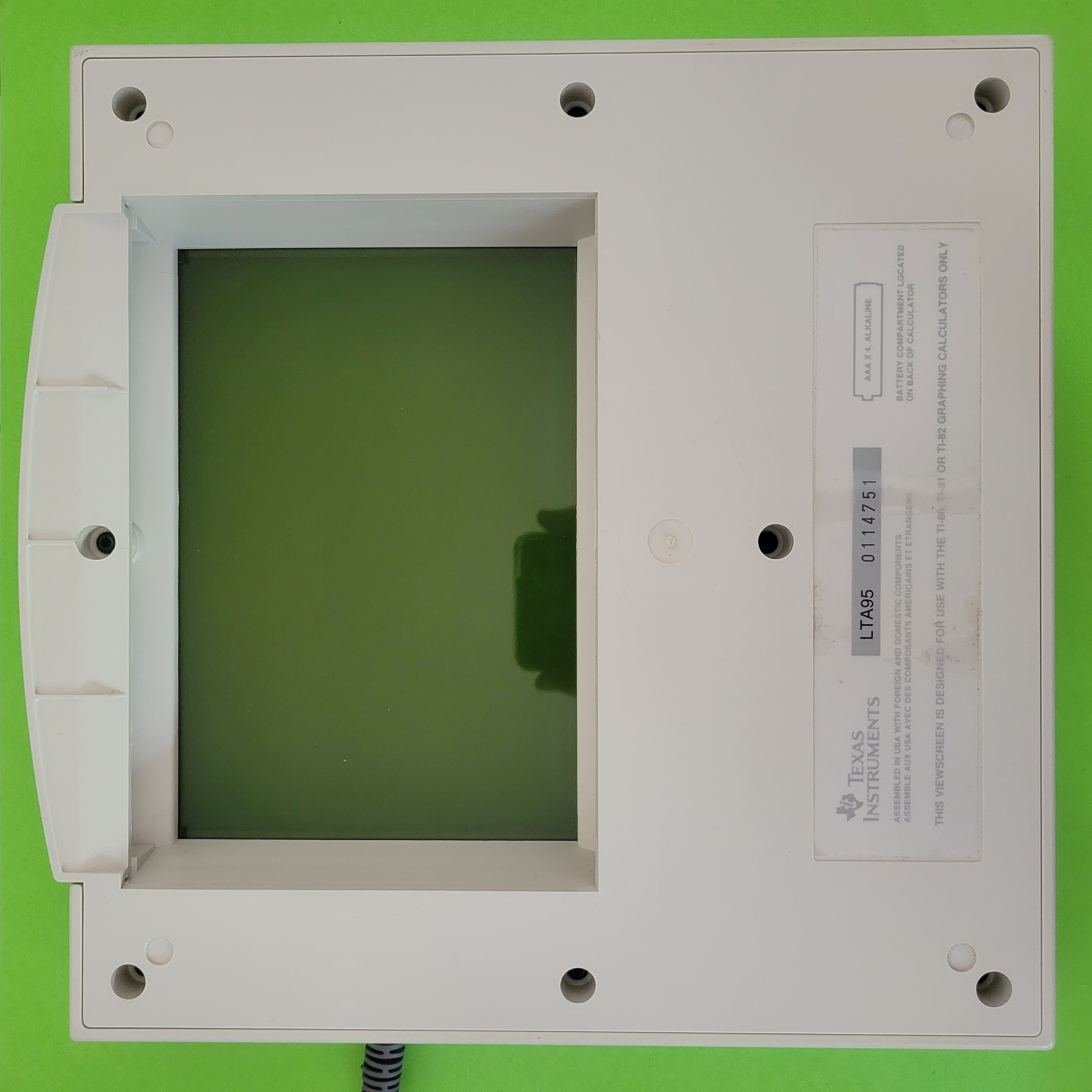 An image of the back of a texas instruments ti viewscreen